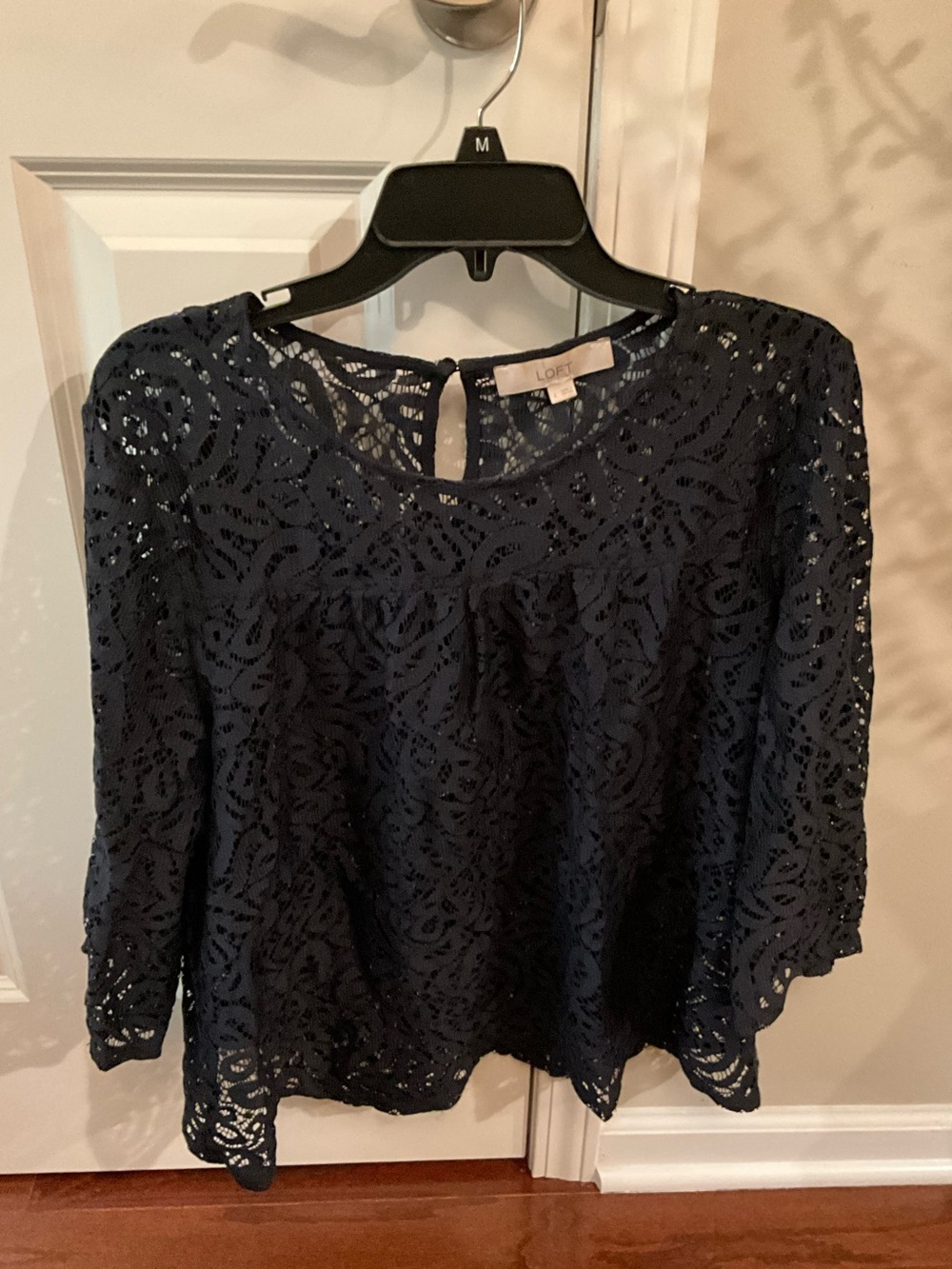 LOFT Navy Lace Crochet Blouse - Women's Size Large